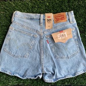 Levi’s 501 Striped High Rise Denim Shorts